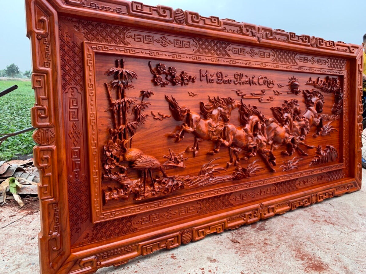 Tranh Bát Mã Đáo Thành Công Hương Đỏ