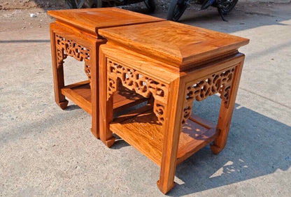 Đôn Vuông Cao 50 Gỗ Hương