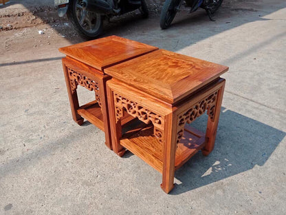 Đôn Vuông Cao 50 Gỗ Hương
