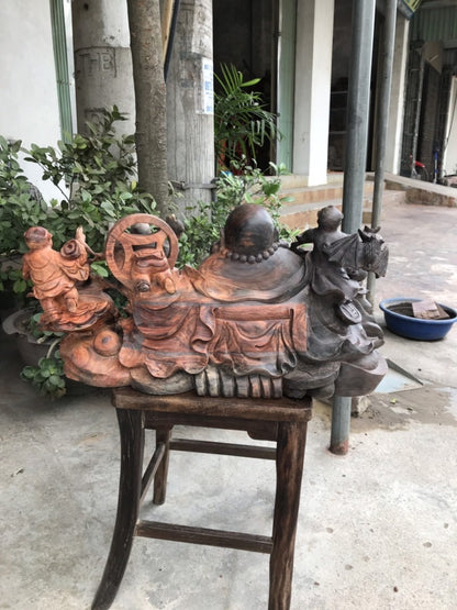 Tượng Di Lặc Ngủ Phúc Ngồi  Gỗ Trắc