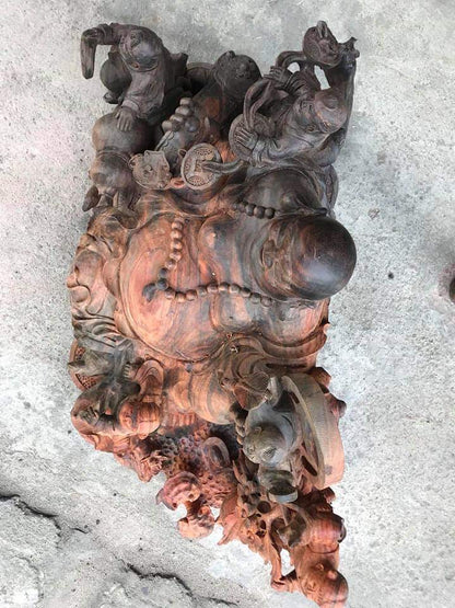 Tượng Di Lặc Ngủ Phúc Ngồi  Gỗ Trắc