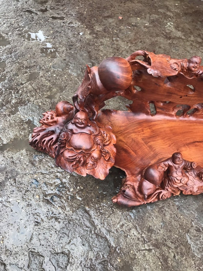 Khay - Chạm Di Lặc Gỗ Hương Ta
