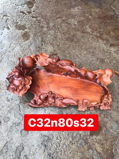 Khay - Chạm Di Lặc Gỗ Hương Ta