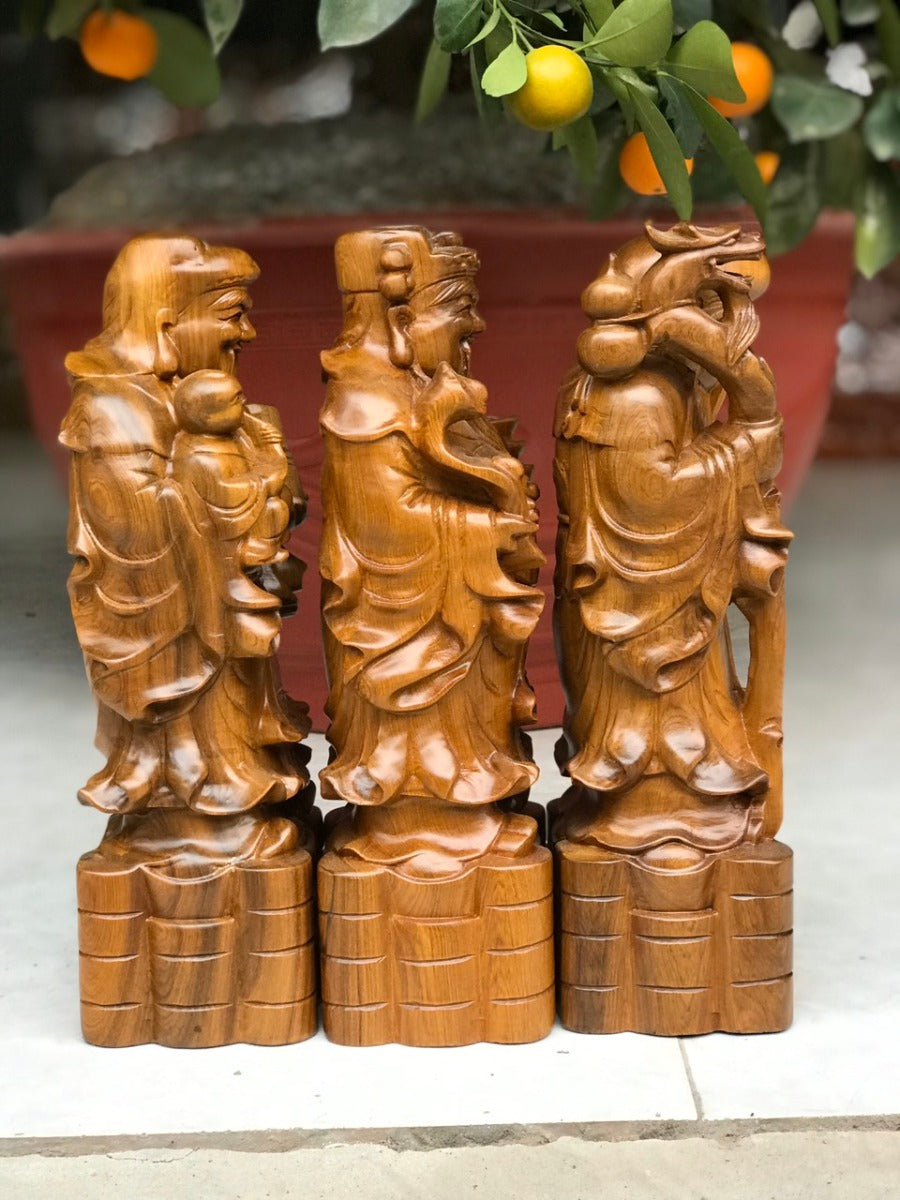 Tượng Tam Đa - Phúc Lộc Thọ Gỗ Bách Xanh Cao 30
