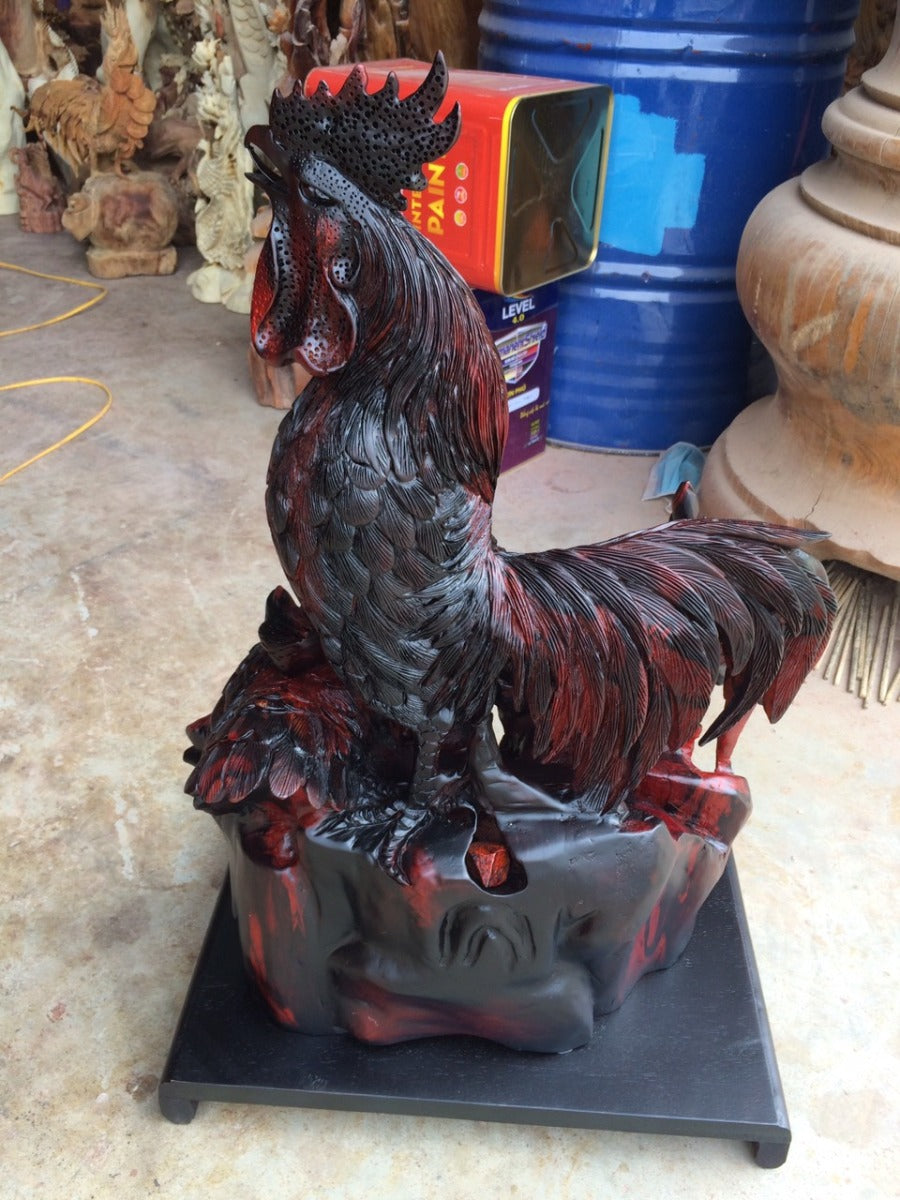 Gia Đình Gà Gỗ Trắc Đỏ Đen