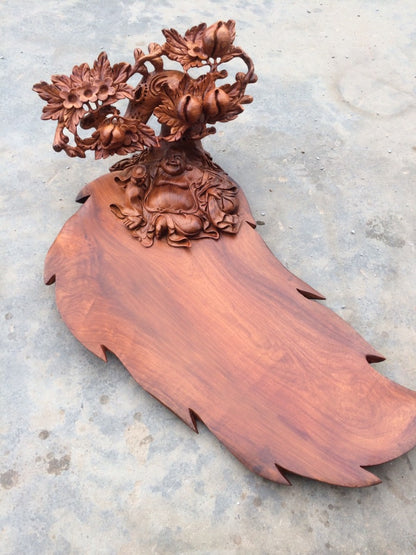 Khay - Chạm Di Lặc Gỗ Hương Ta