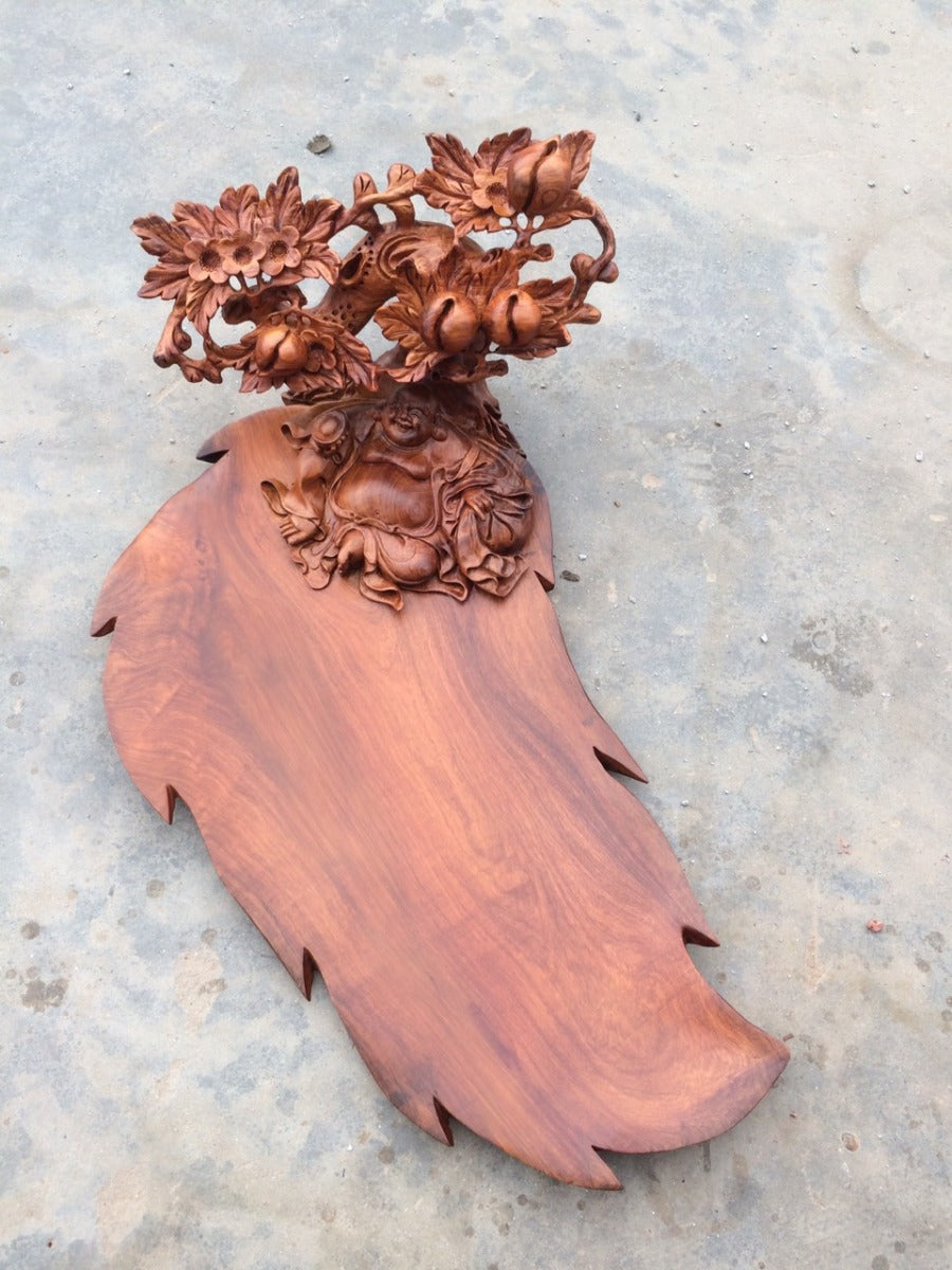 Khay - Chạm Di Lặc Gỗ Hương Ta