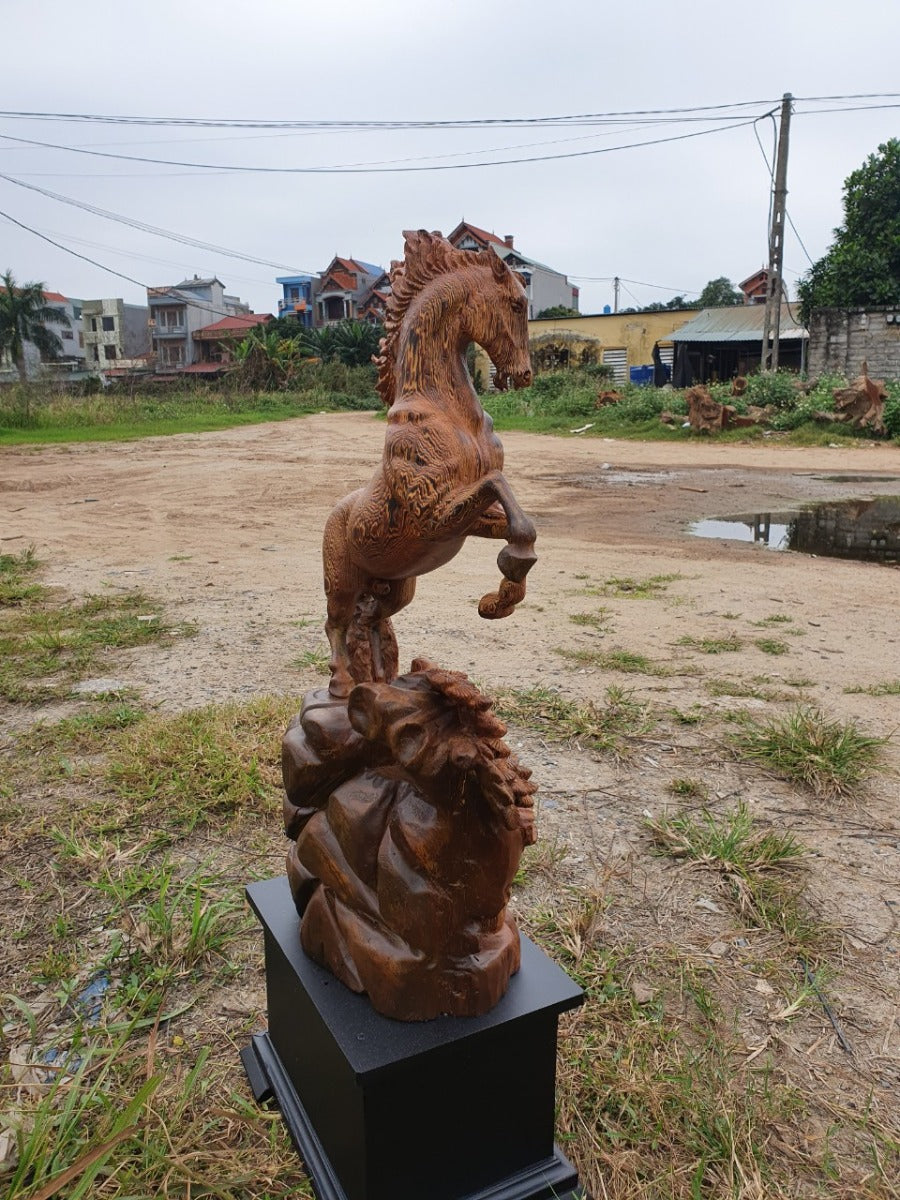 Tượng Ngựa - Nhất Mã Gỗ Mun Hoa