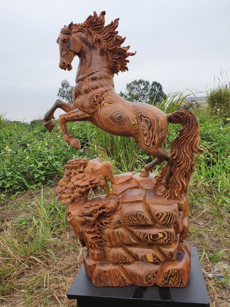 Tượng Ngựa - Nhất Mã Gỗ Mun Hoa