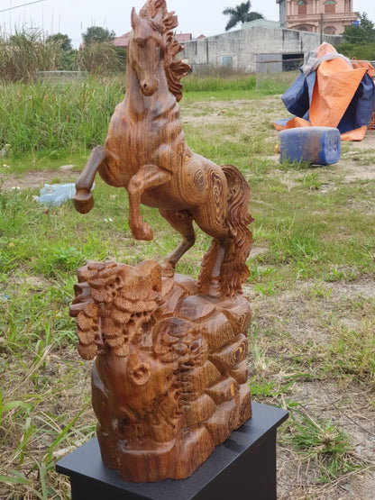 Tượng Ngựa - Nhất Mã Gỗ Mun Hoa