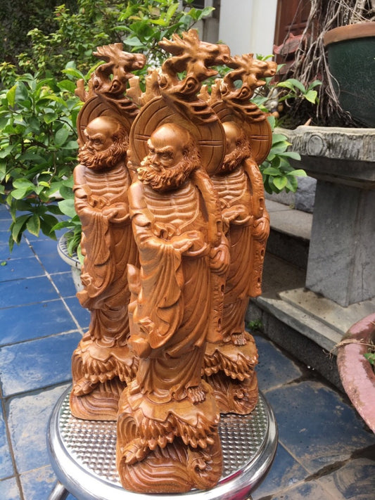 Tượng Đạt Ma Sư Tổ Cao 40cm Gỗ Bách Xanh