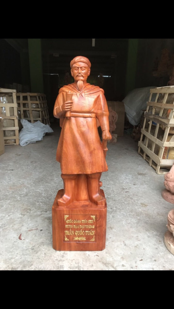 Tượng Gỗ Trần Quốc Tuấn - Truyền Thần Cao 60