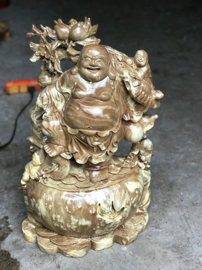 Di Lặc Đứng Lu Tiền Gỗ Nu Nghiến
