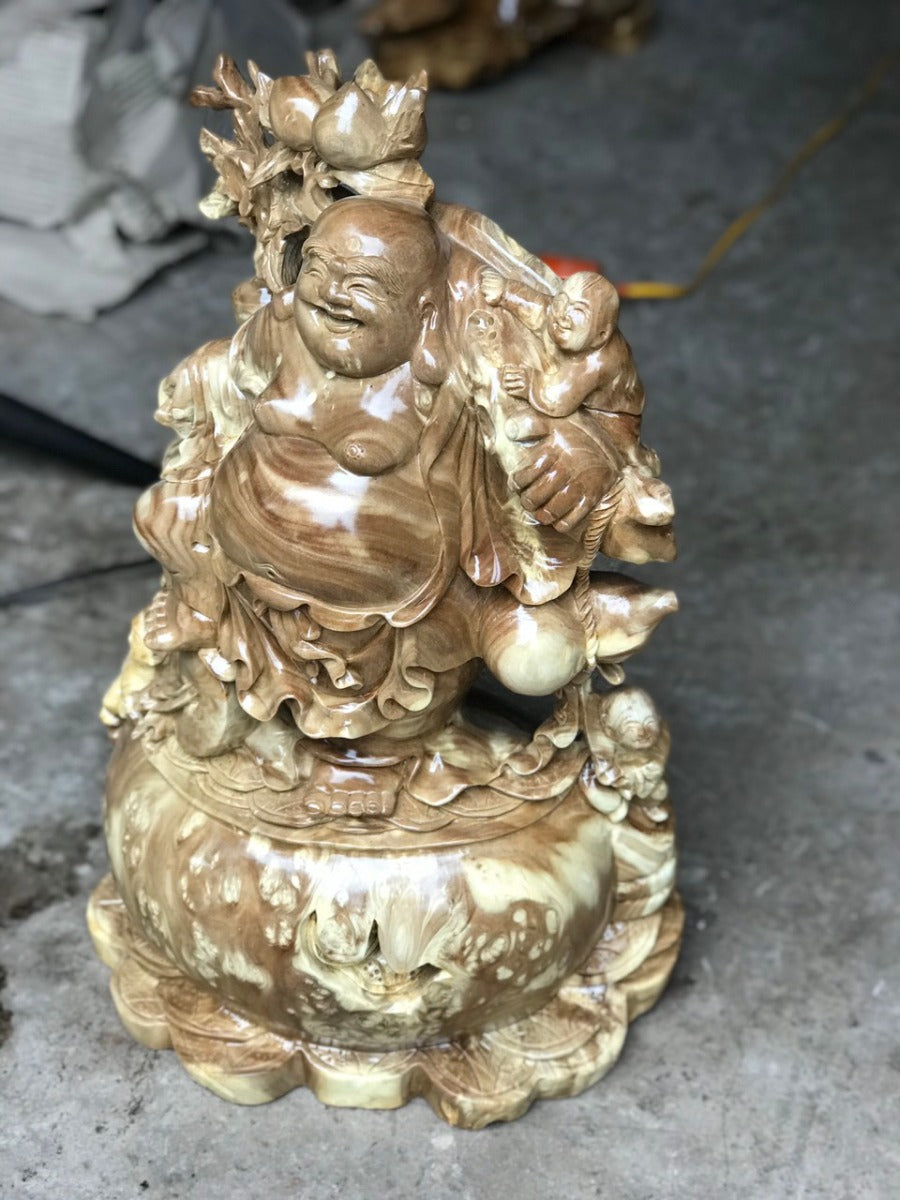 Di Lặc Đứng Lu Tiền Gỗ Nu Nghiến