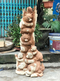 Tượng Gia ĐÌnh Gấu Trúc Gỗ Hương