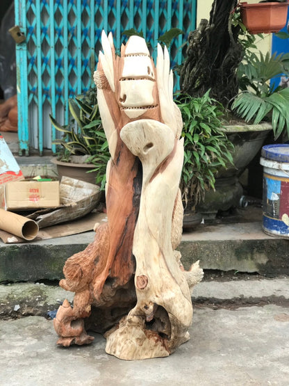 Tượng Gia ĐÌnh Gấu Trúc Gỗ Hương
