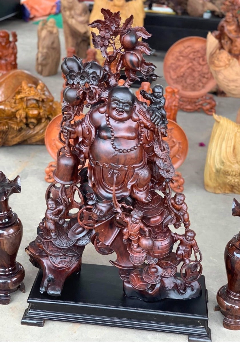Phật Di Lặc Ngũ Phúc Gỗ Trắc