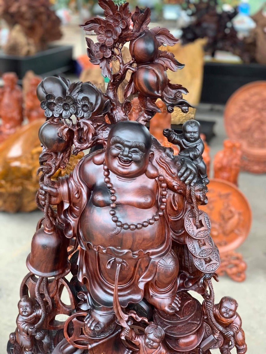 Phật Di Lặc Ngũ Phúc Gỗ Trắc