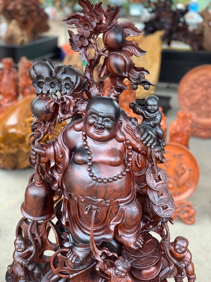 Phật Di Lặc Ngũ Phúc Gỗ Trắc