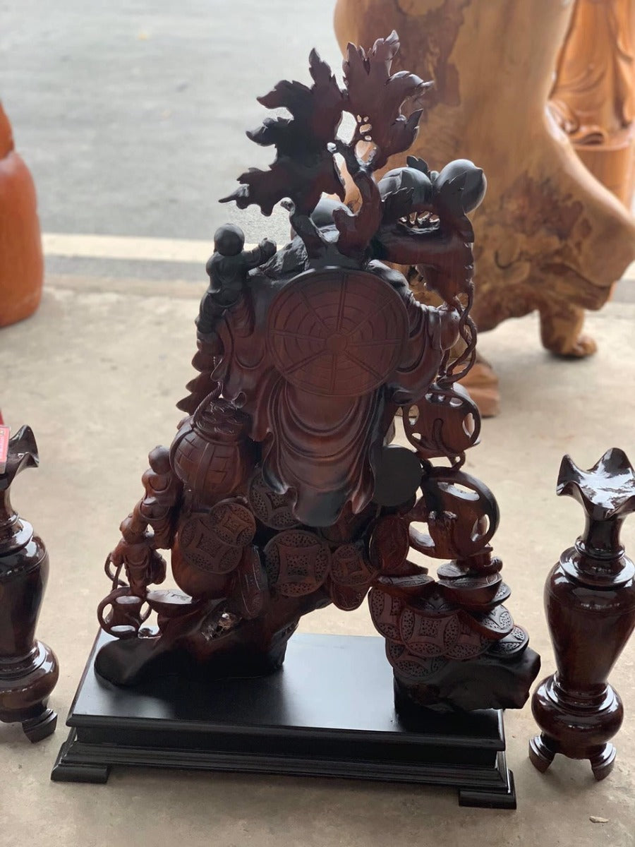 Phật Di Lặc Ngũ Phúc Gỗ Trắc