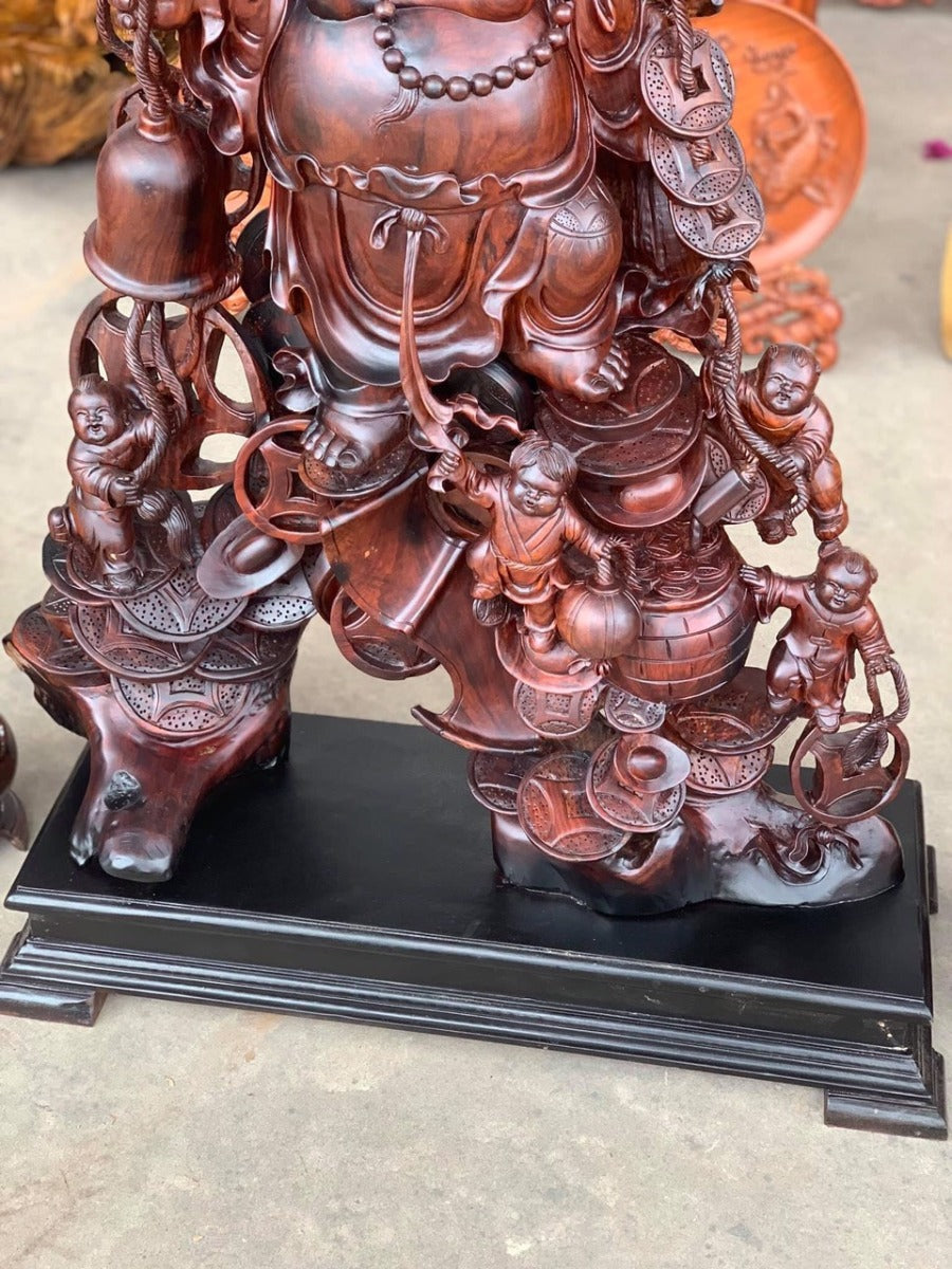 Phật Di Lặc Ngũ Phúc Gỗ Trắc