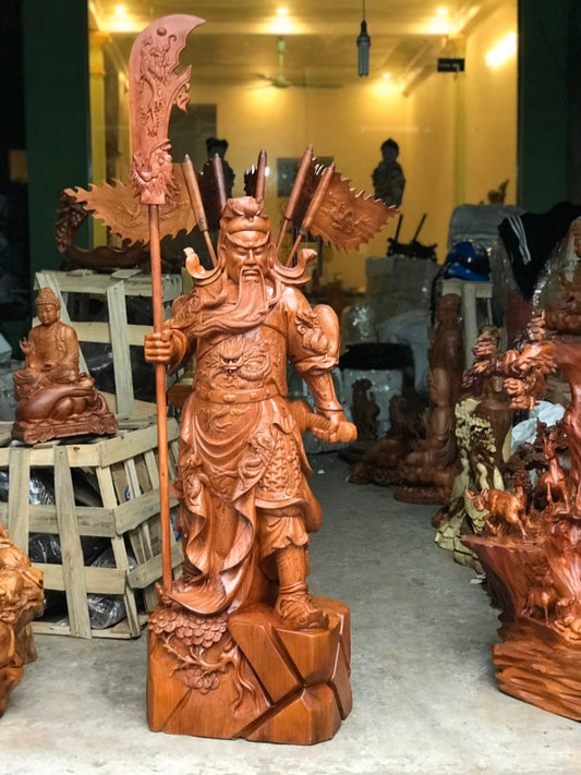 Quan Công Chống Đao Gỗ Hương Cao 120