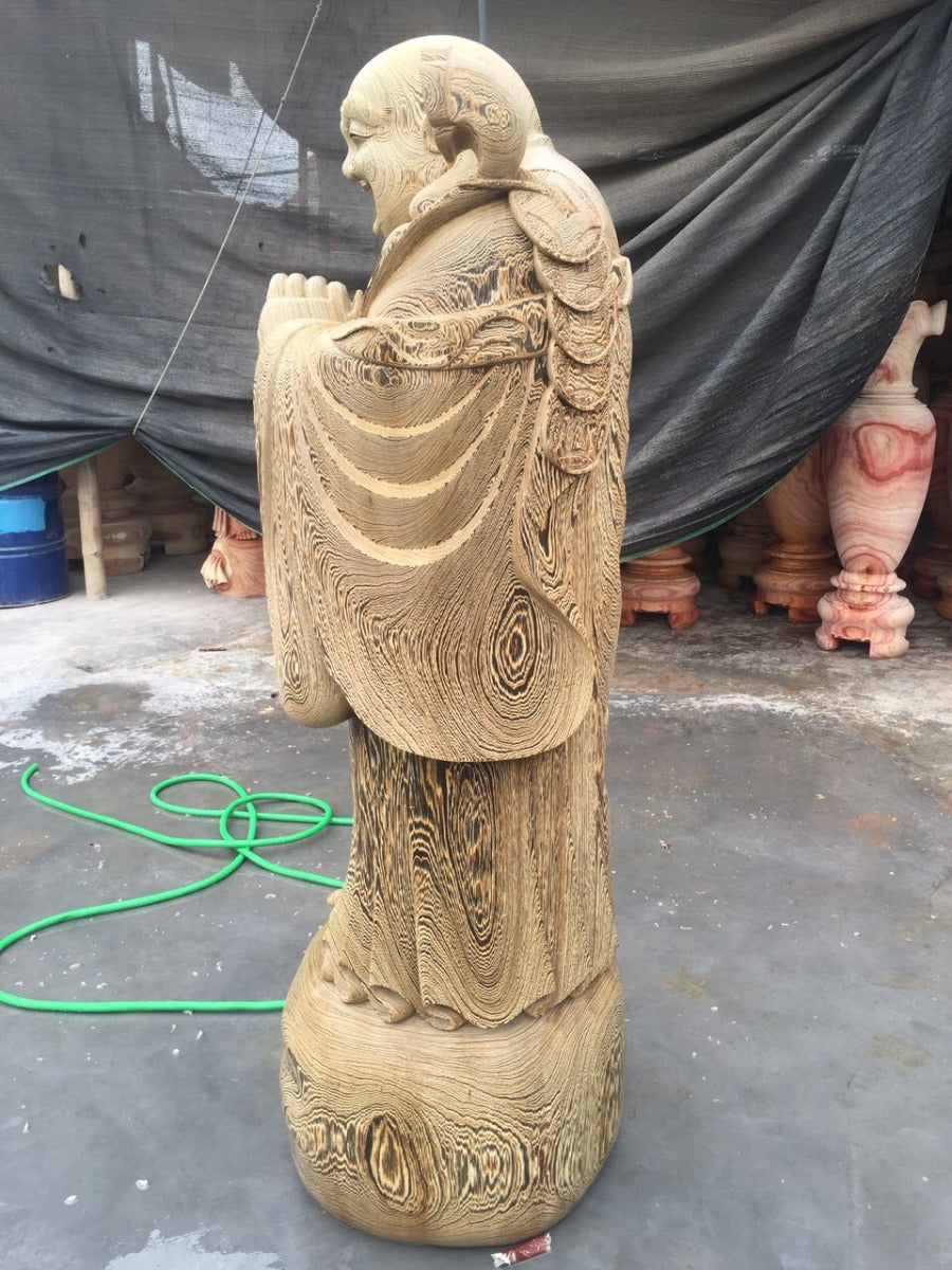 Tượng Di Lặc Chúc Phúc Gỗ Mun Đuôi Công