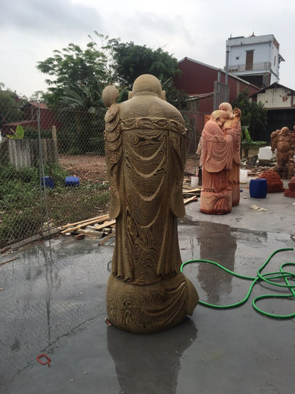 Tượng Di Lặc Chúc Phúc Gỗ Mun Đuôi Công