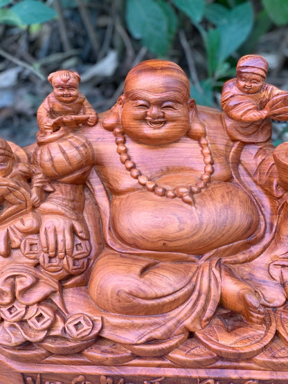 Di Lặc Ngũ Phúc Vạn Sự Như Ý Gỗ Hương
