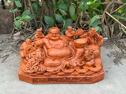 Di Lặc Ngũ Phúc Vạn Sự Như Ý Gỗ Hương