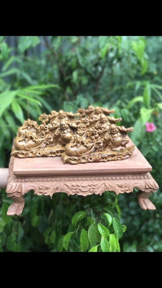 Tượng Di Lặc Kéo Bao Tiền  - Để Xe Ô Tô Gỗ Bách Xanh
