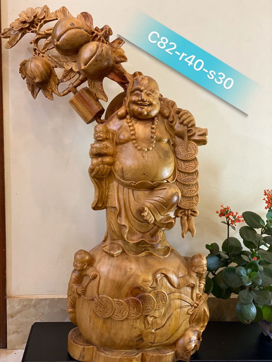 Di Lặc Tam Phúc Vác Cành Đào Cao 82