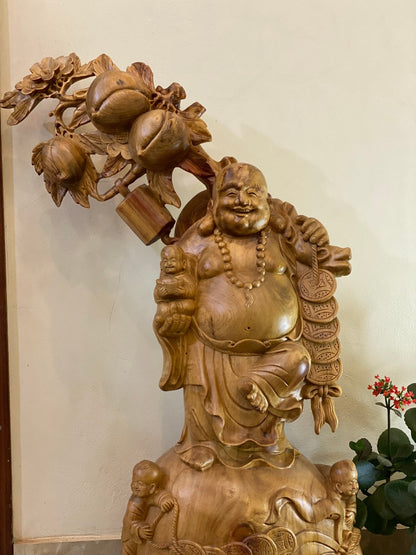 Di Lặc Tam Phúc Vác Cành Đào Cao 82
