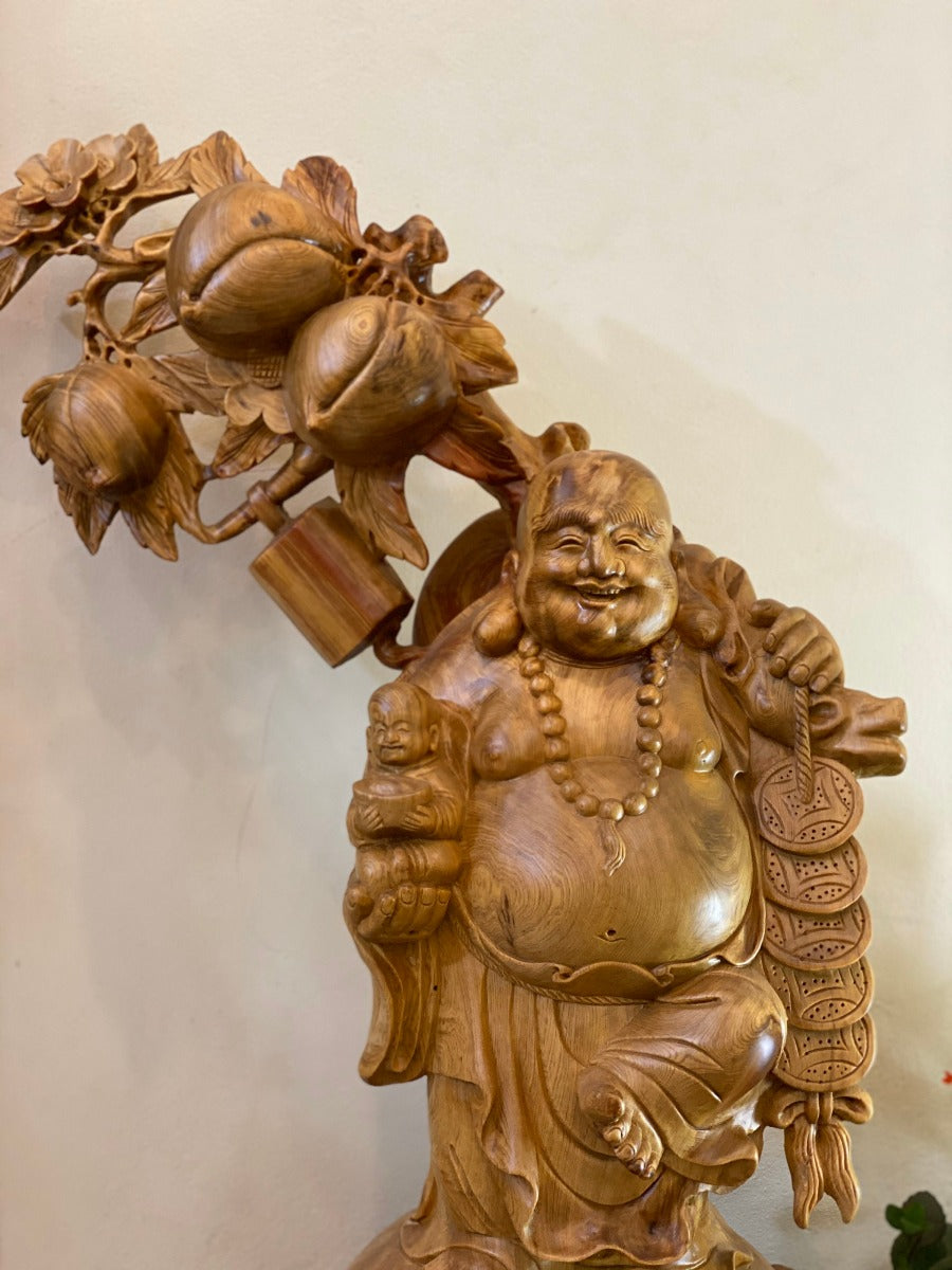 Di Lặc Tam Phúc Vác Cành Đào Cao 82