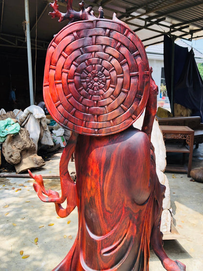 Đạt Ma Gỗ Trắc Đỏ Đen Cao 147cm