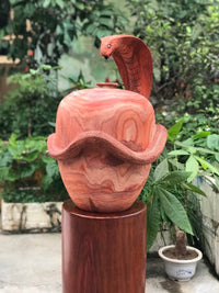 Tượng Rắn Gỗ Cuộn Chum Tiền