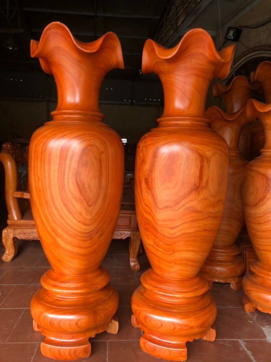 Cặp Lục Bình Gỗ Hương Đỏ Cao 180