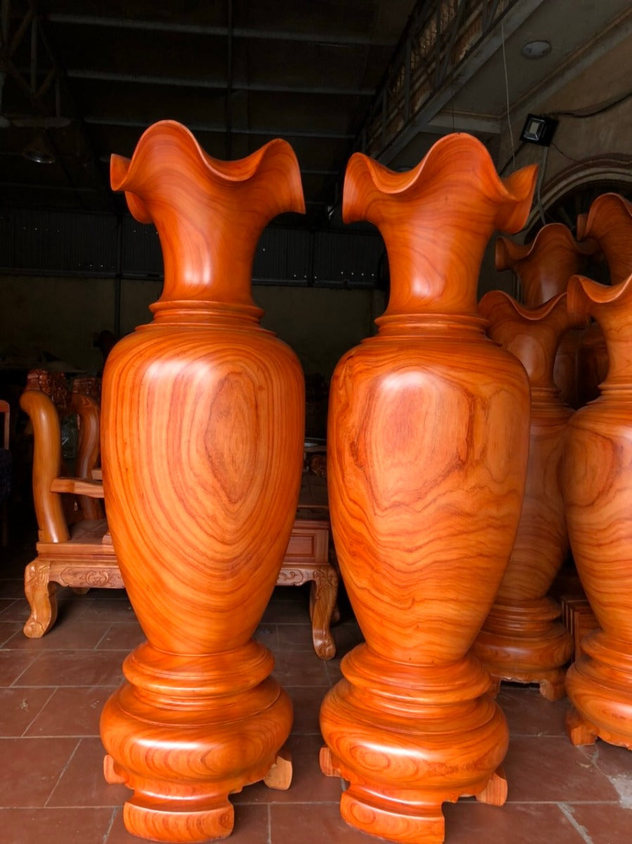 Cặp Lục Bình Gỗ Hương Đỏ Cao 180