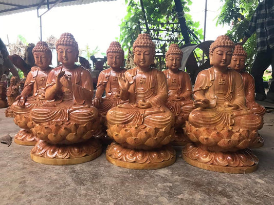 Tượng Thất Phật Dược Sư Gỗ Hương Cao 40cm