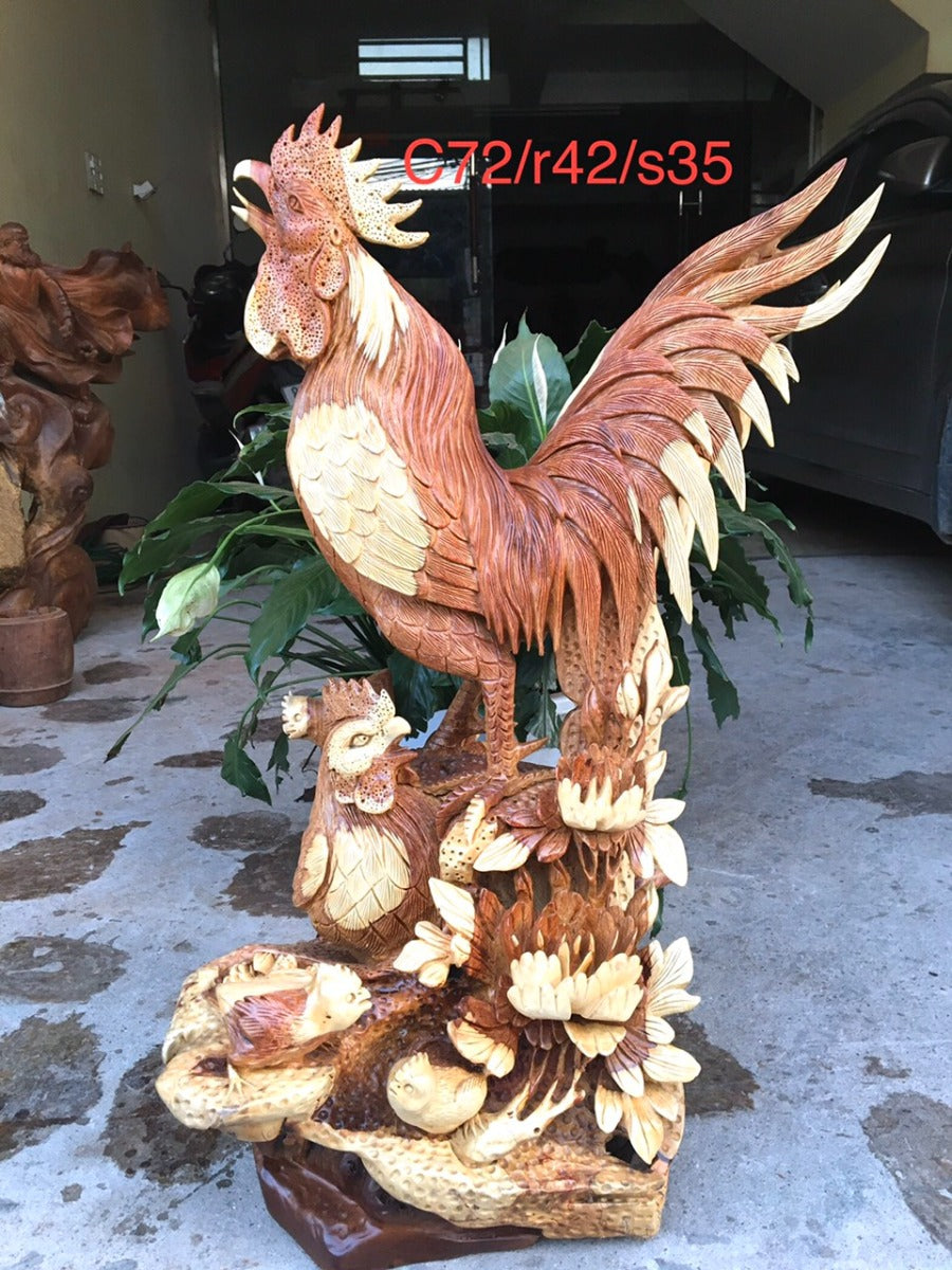 Tượng Con Gà - Hoa Phù Dung Cao 72