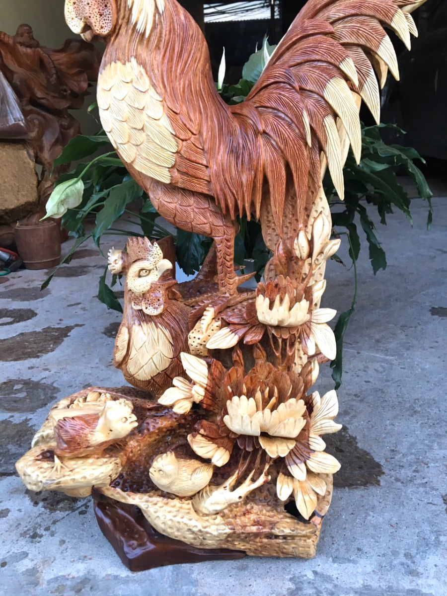 Tượng Con Gà - Hoa Phù Dung Cao 72