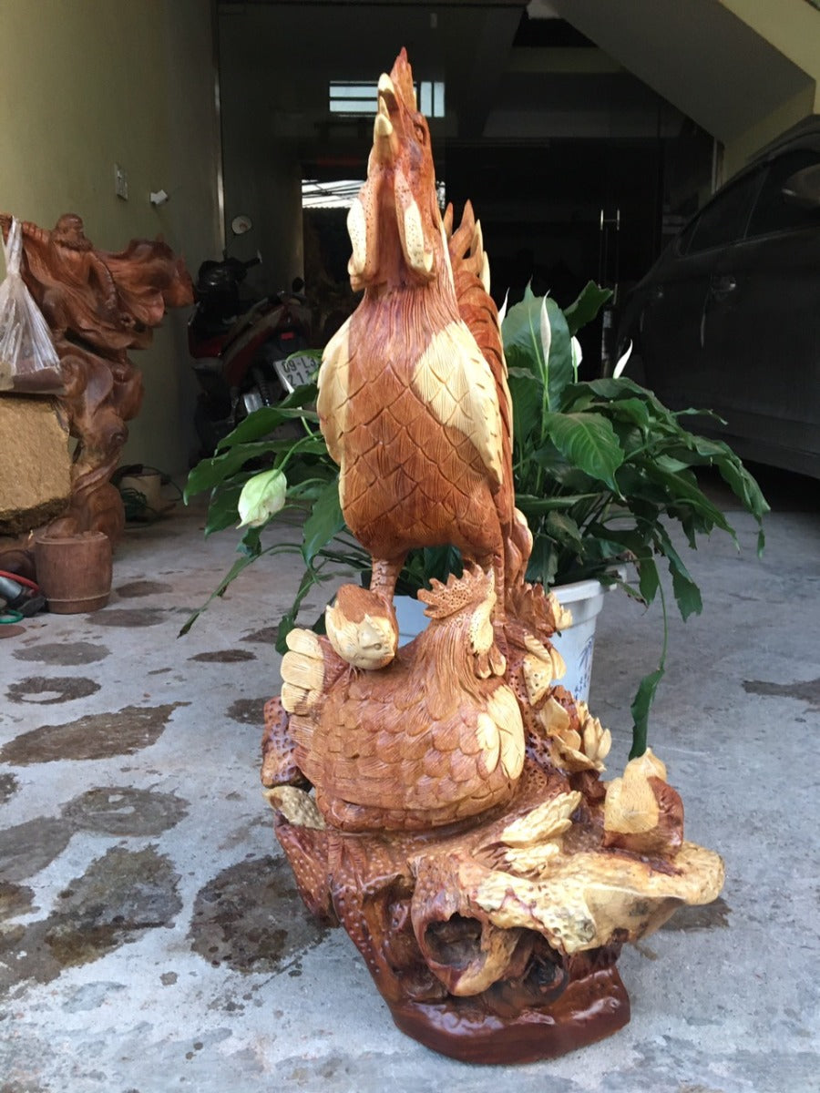 Tượng Con Gà - Hoa Phù Dung Cao 72