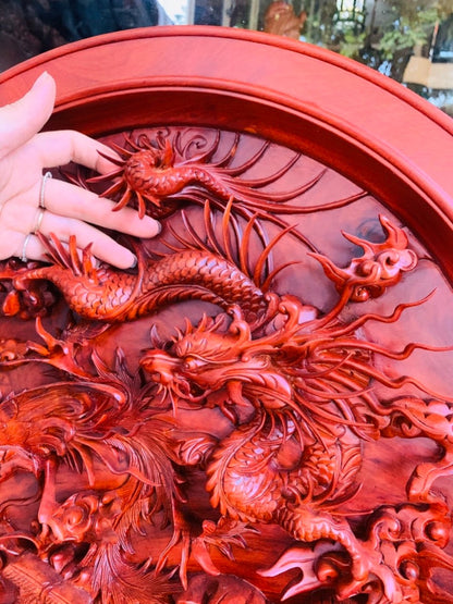 Đĩa Gỗ Tứ Linh - Long Lân Quy Phụng