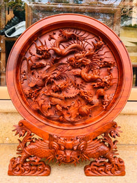 Đĩa Gỗ Tứ Linh - Long Lân Quy Phụng