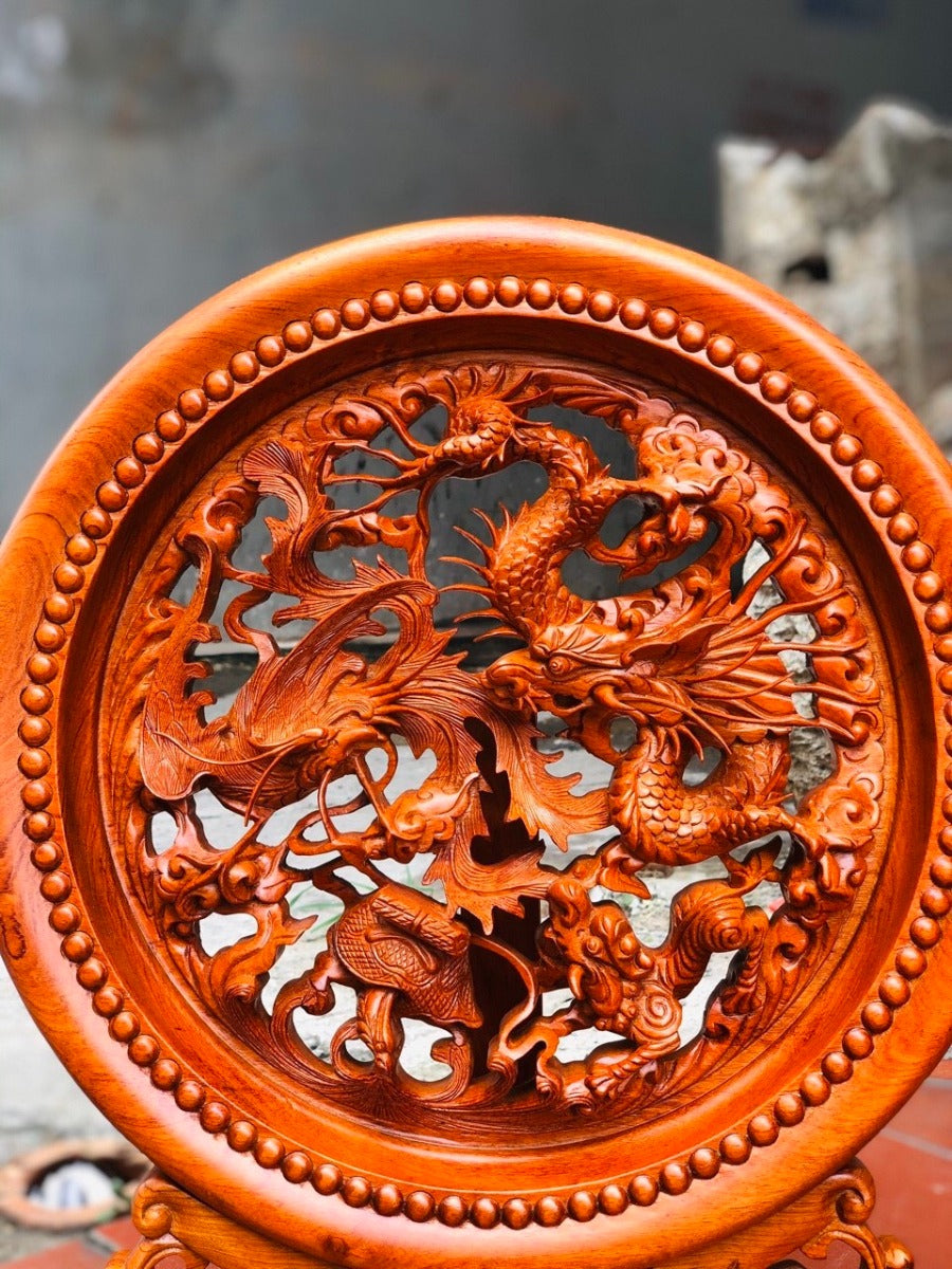 Đĩa Gỗ Tứ Linh Hội Tụ