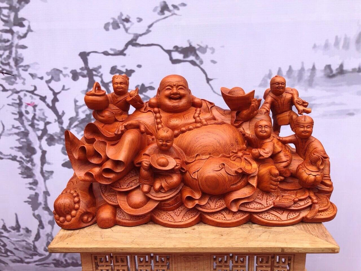 Di Lặc Ngũ Phúc Ngồi Tựa Bao Tiền