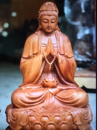 Tượng Quan Âm Tọa Đài Sen Chắp Tay Cao 40cm