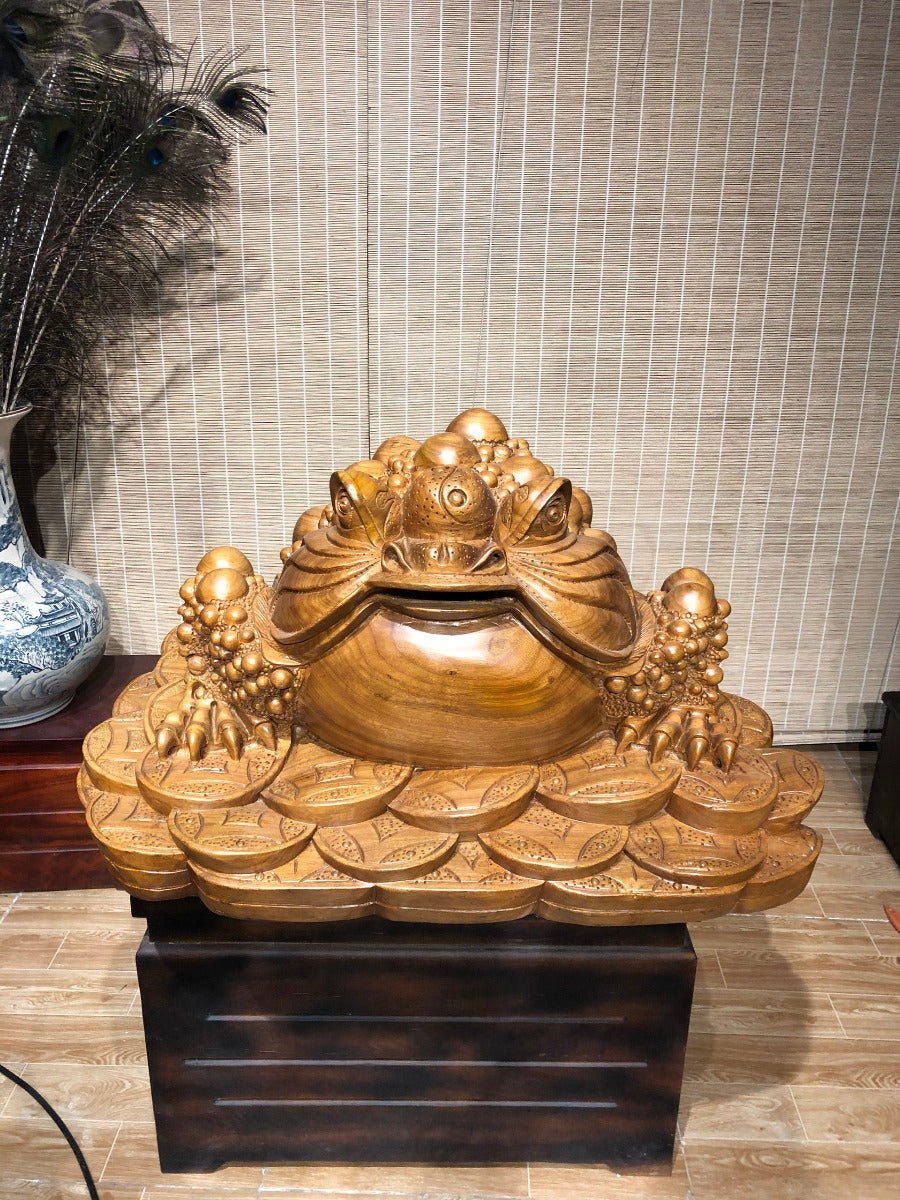 Tượng Cóc Ngậm Tiền Gỗ Xá Xị Siêu Khủng
