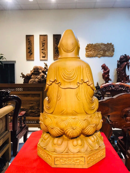 Tượng Gỗ  Quan Âm Pơ Mu Cao 50