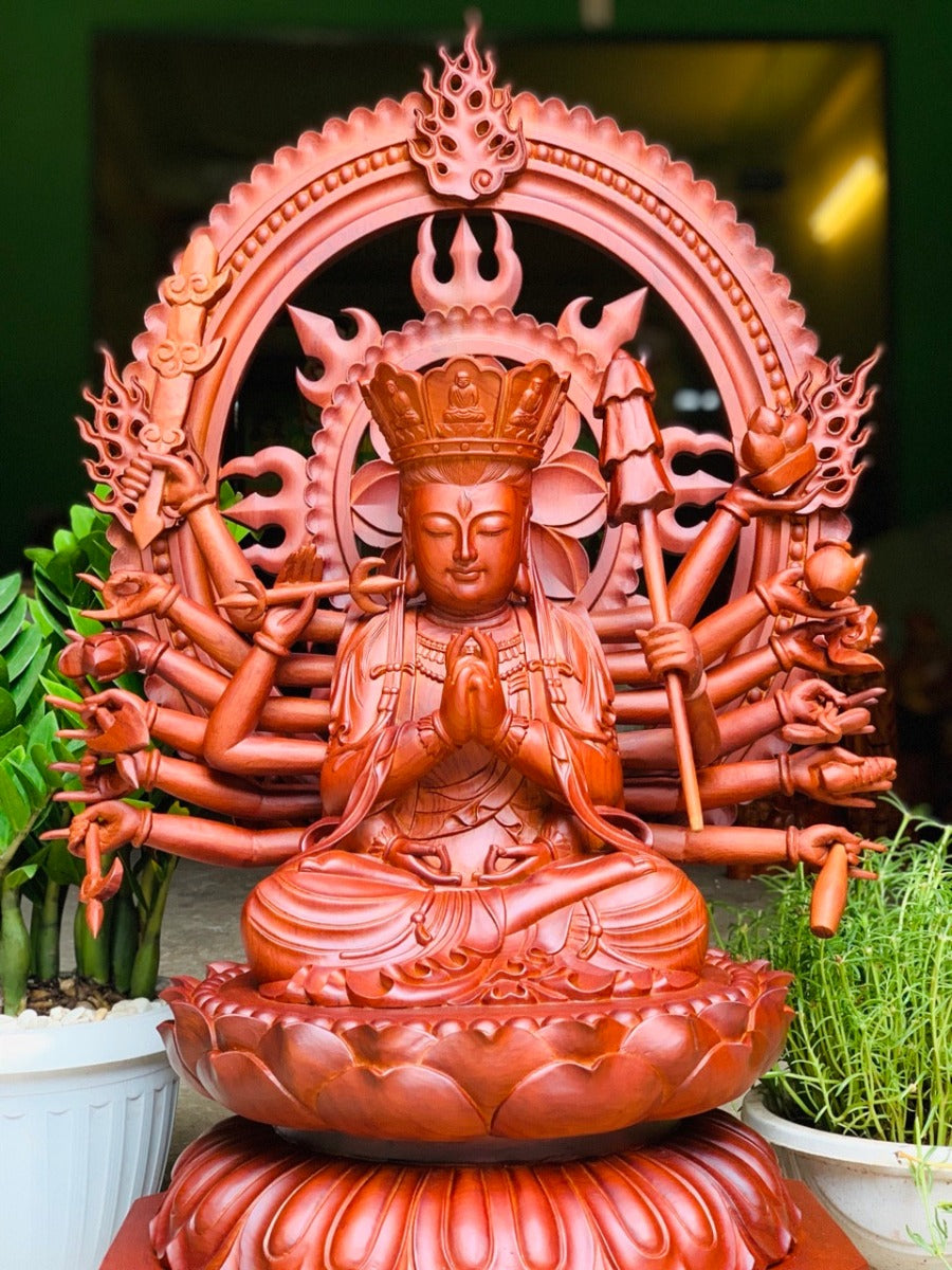 Tượng Phật Mẫu Chuẩn Đề Gỗ Hương